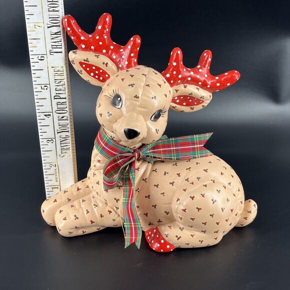 Vintage Kimple Mold Christmas Laying Quilted Hand Painted Ceramic Signed AS 1986 - Picture 11 of 12